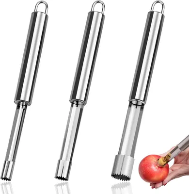 Produktbild von Apfelentkerner Set 3 Stück,Edelstahl Apfelausstecher,Entfernt Kerne von Äpfeln und Birnen,3 Größen (2, 1.4, 1 cm),Mit Aufhängeöse,Küchenhelfer