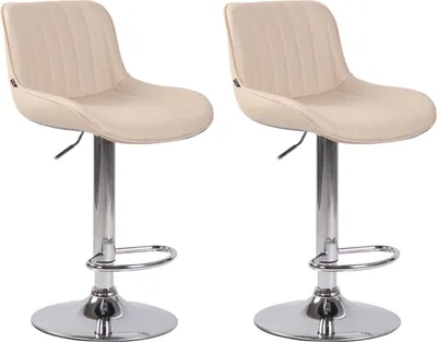 Produktbild von 2er Set Barhocker Lentini Kunstleder chrom creme