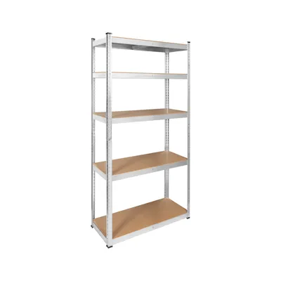 Zdjęcie produktu dla Stylowy metalowy regał z 5 półkami Solidne rozwiązanie do przechowywania 180 cm x 90 cm x 40 cm Srebrny