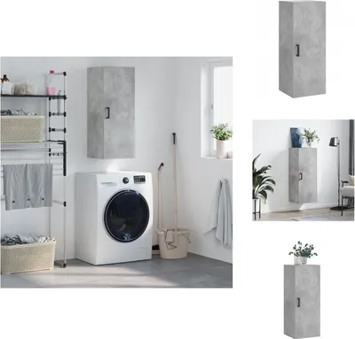Zdjęcie produktu dla vidaXL Szafka ścienna betonowa szara 34,5x34x90 cm - Kredensy