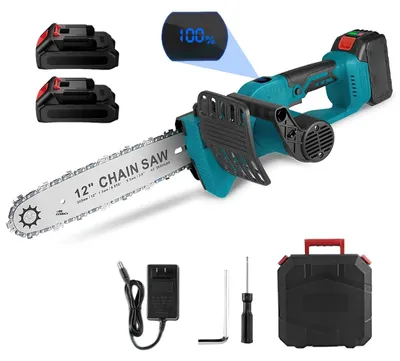 Image de Tronçonneuse sans balais - Tronçonneuse sans fil 30 cm - 2000 W - Avec 2 batteries 18 V - Tronçonneuse maniable - Pour le jardinage et le bois de chauffage