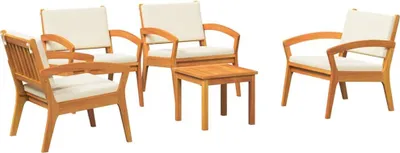 Obrázek produktu pro vidaXL Bistro set s polštáři 5 ks hnědý polyester