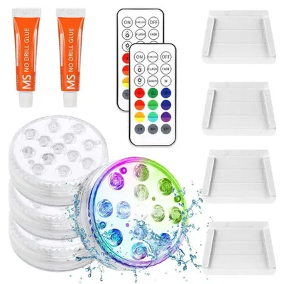 Produktbild von BNGXR Unterwasser LED Licht,4 Stück LED Poolbeleuchtung Poollicht Wasserdichte RGB Farbwechsel Pool Dekolichter für Unterwasser Licht, Wasserdicht für Pool Teich Aquarium Beleuchtung