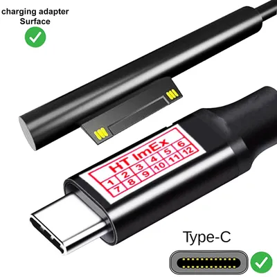 Produktbild von Ladegerät Adapter USB C male For Microsoft Surface Pro 7/6/5/4/3 Book/Book 2