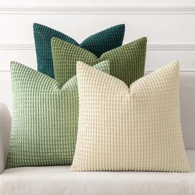Productafbeelding van Kussensloopset, 4 stuks, kordsuède, lichtgroen, 50x50 cm
