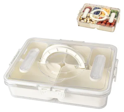 Image de Solidchoice - Boîte à collation avec 6 compartiments et couvercle - Transparente, sans BPA, pour le stockage des aliments