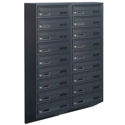Productafbeelding van Brievenbus voor appartementen met 18 compartimenten GDS, antraciet RAL 7016, diepte 20 cm, wandmontage.