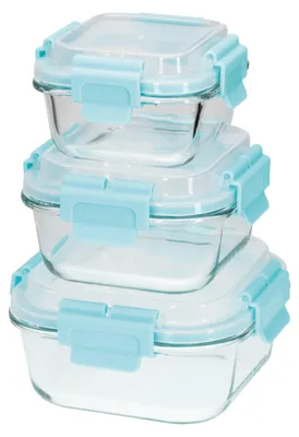 3er-Set Glasbehälter, 1640 ml, mikrowellengeeignet, luftdicht