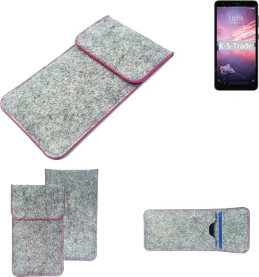 Produktbild von K-S-Trade Handy Schutz Hülle kompatibel mit ZTE Blade A3 Joy Schutzhülle Handyhülle Filztasche Pouch Tasche Case Sleeve Filzhülle hellgrau pinker