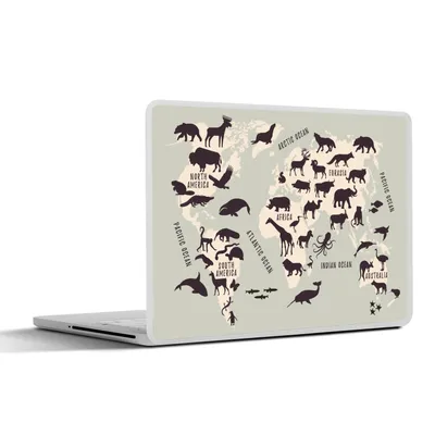 Produktbild von MuchoWow® Laptop Aufkleber Sticker Cover Weltkarte - Kinder - Grau 25x18 cm - Laptop-Deko