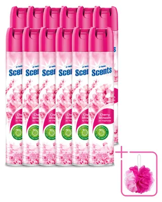 Image de 12 sprays rafraîchissants d'ambiance "At Home" - Parfum : Cerisier en fleurs - 400 ml - Pack économique - 12 pièces