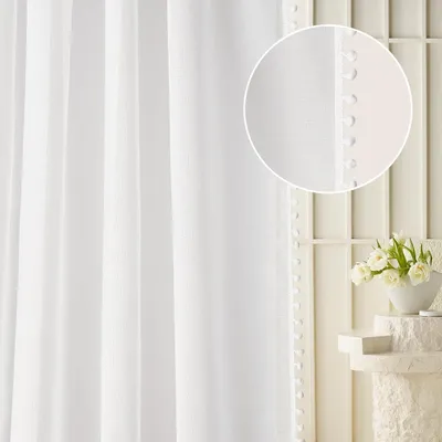 Immagine prodotto di Tende trasparenti con balze, 350 x 250 cm, colore bianco, ideali per soggiorno e camera da letto