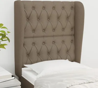 Produktbild von Robuste Bettkopfteil - Dezentem Design - Kopfteil mit Ohren Taupe 83x23x118/128 cm Stoff - 23055