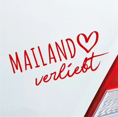 Produktbild von Auto Aufkleber Mailand verliebt Herz Stadt Heimat Liebe Car 19x8 cm Rot Sticker Heckscheibenaufkleber