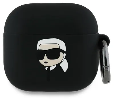 Zdjęcie produktu dla Karl Lagerfeld KLA4RUNIKK AirPods 4      cover czarny/black Silicone Karl Head 3D