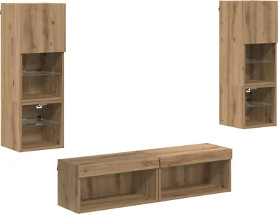 Zdjęcie produktu dla vidaXL Komoda TV z półkami, 6 sztuk, płyta wiórowa imitująca drewno dębowe "Artisan"