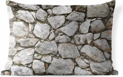 Produktbild von MuchoWow® Outdoor Kissen - Steinmauer mit kleinen und großen Steinen - 60x40 cm - Wetterfest - Lounge Kissen - Zierkissen - Kissen für Innenräume