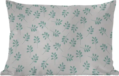 Produktbild von MuchoWow® Outdoor Kissen - Blätter - Muster - Blau - 60x40 cm - Wetterfest - Lounge Kissen - Zierkissen - Kissen für Innenräume
