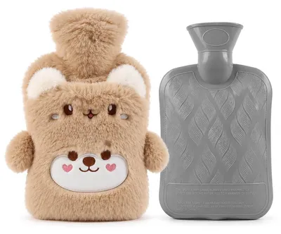 Imagen del producto de Bolsa de agua caliente Bolsa térmica - 1 litro - Funda de peluche - 20 x 26 cm - Silicona