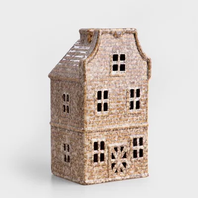 Zdjęcie produktu dla HOMLA Domek z ledem CRISPO ceramiczny brązowy 11x10x21 cm
