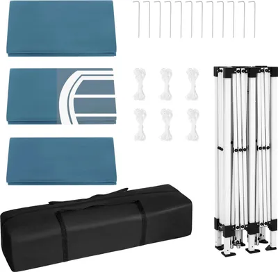 Produktbild von Camping Pavillon - Pop Up Zelt - Aufblasbar - 4 Abnehmbare Seitenwände - Für Garten, Terrasse & Party - Blau