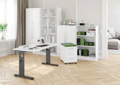 Produktbild von Büro Solido 7 teilig Büromöbel Komplett Set in Weiß von der Marke Hammerbacher - Büroset, Arbeitszimmer, Home Office