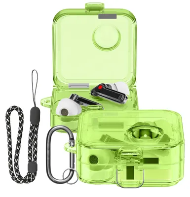 Produktbild von kwmobile Hülle kompatibel mit Nothing ear (2) - Hardcover Schutzhülle Etui Case Cover Kopfhörer - Grün Transparent