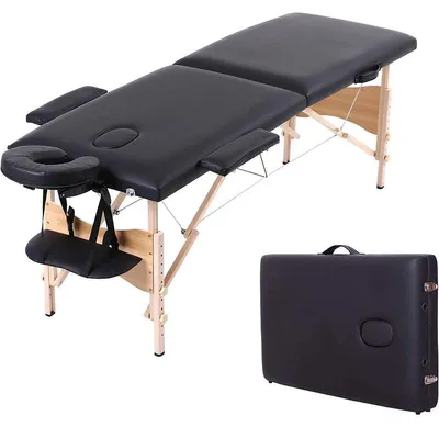 Obrázek produktu pro Masážní stůl s opěrkou hlavy a područkou 60KH2104S, 185 × 60 cm, černý