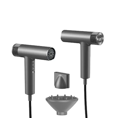 Produktbild von Haartrockner Ionen 1500W Schnelles Trocknen Fön 3 Heizstufen LED Anzeige Geräuscharm Superleicht Grau/Weiß