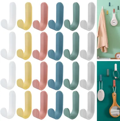 Imagen del producto de Paquete de 24 ganchos adhesivos para toallas, ideales para la cocina y el baño.