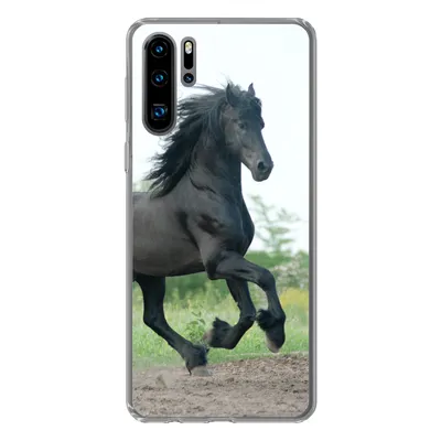 Produktbild von MuchoWow® Handyhülle Schutzhülle Hülle für Huawei P30 Pro Pferd - Schwarz - Natur Silikon Softcase Handy Hülle - Schutzdeckel