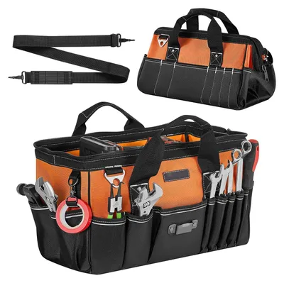 Produktbild von Werkzeugtasche - Werkzeug-Organizer 40 x 23 x 22 cm - Viele Innen- und Außenfächer - Wasserfestes Polyester - Mit Schultergurt - Mit Reißverschluss - Für Handwerker
