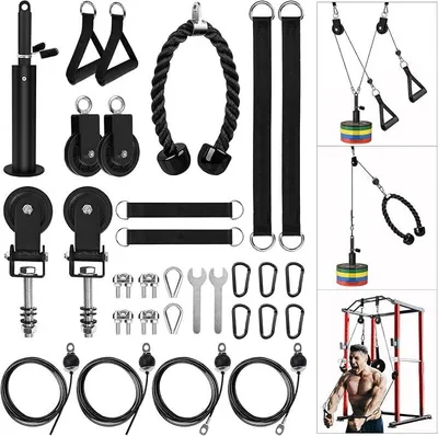 Productafbeelding van Kabeltrekapparaat, touwtrekapparaat, triceps trainingsapparaat, rolwielsysteem voor fitness thuis, biceps, rug, arm, schouder, krachtraining