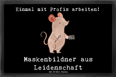 Produktbild von Mr. & Mrs. Panda fußmatte Maskenbildner Leidenschaft 40 x 60 cm - Schwarz - Geschenk, Kosmetikstudio, flurmatte, Bodenvorleger, Ausbildung, Visagist, Gummimatte