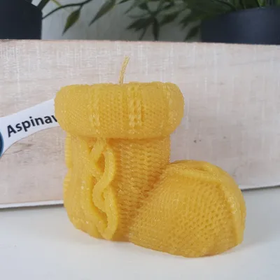 Obrázek produktu pro Včelí vosková svíčka Pletené boty Svíčka 5 cm