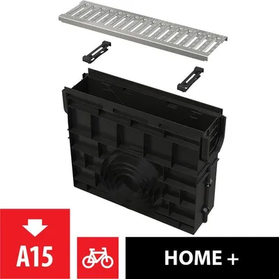 Produktbild von Alcadrain Servicebox für Entwässerungsrinne AVZ102 mit Kunststoffrand und Rost C-Profil verzinkt A15