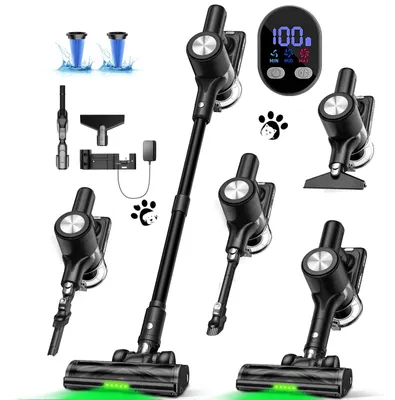 Produktbild von Kabelloser Staubsauger - H28B Stabstaubsauger - 55 kPa - 55–60 Min. Laufzeit - HEPA-Filter - Beutellos - Freistehend - Schwarz