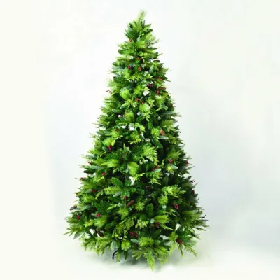 Image de ACA Sapin de Noël MONT-BLANC illuminé avec pommes de pin en PE/PVC, 210 cm, X162104