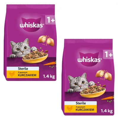 Produktbild von WHISKAS Steril mit Huhn 2x1,4 kg Trockenfutter für kastrierte Katzen
