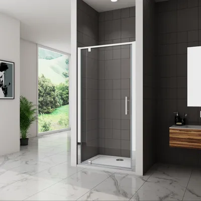 Produktbild von AICA Drehtür Schwenktür 80x185cm Nischentür 5mm ESG-Glas ,Links/rechts montierbar，Komplett Chrom-Optik ，Dusche Duschabtrennung