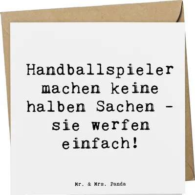 Produktbild von Mr. & Mrs. Panda Klappkarte Spruch Handball Wurf - Weiß - Geschenk, doppelkarte, Sportler, Sportart, Humor, Teamgeist, Glückwunschkarte, Teamsport, Sport, faltkarte