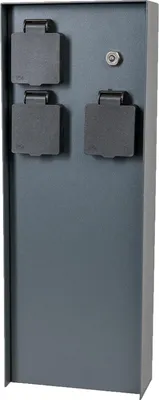 Produktbild von Grafner Edelstahl Design Gartensteckdose Dämmerungssensor, 3 Steckdosen, IP44, eckig, anthrazit, KEIN ROST – Pulverbeschichtung, Energiesäule Mehrfach Metall Außen Steckdose schwarz Helligkeitssensor