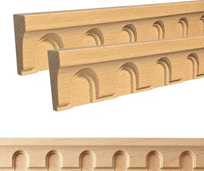Produktbild von Holz Profilleiste in 30 x 10 x 1000 mm | 2er Set - 2 Meter | Schnitzleiste aus Buchenholz SB-169 mit 3D Bogen-Motiv