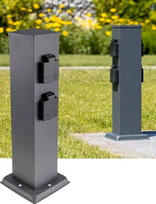 Produktbild von Gartensteckdose 4-fach Garten Steckdosensäule IP44 anthrazit