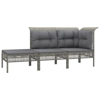 Obrázek produktu pro vidaXL 3dílná zahradní lounge souprava s polštáři Grey Poly Rattan