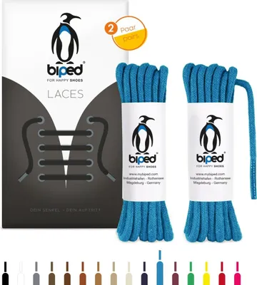 Produktbild von biped LACES 2 Paar runde Schnürsenkel aus Baumwolle ø 3,5 mm z2901 (blau,120 cm)