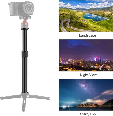 Obrázok produktu pre Nastaviteľná predlžovacia tyč na statív, fotografická tyč s 1/4-palcovou skrutkou, dĺžka 33-60 cm, pre fotoaparát