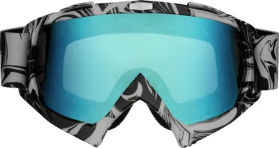 Produktbild von Motocross Brille Motorradbrille Googles Schutzbrille Silber mit blau-grünem Glas