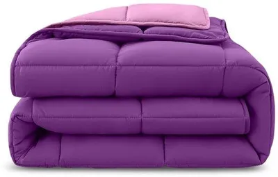 Produktbild von Unyqoos® 4‑Jahreszeiten Bettdecke – wendbar, 3‑in‑1 System, lila/rosa, Microfaserbezug, Füllung 100% Polyester Hohlfaser, 60°C waschbar, trocknergeeignet, Standard 100