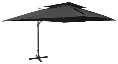 Immagine prodotto di Ombrellone doppio – Ombrellone da giardino sospeso – 400x300 cm – Rotazione a 360 gradi – Idrorepellente